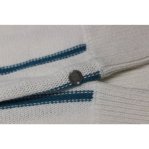 Roxy Bay of Rainbows Knit Hoodie Sweater Women’s Size Small Lace-Up V-Neck - Picture 12 of 13